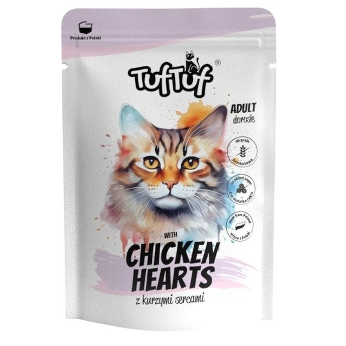 Υγρή Τροφή Γάτας Tuf Tuf with chicken hearts 100g