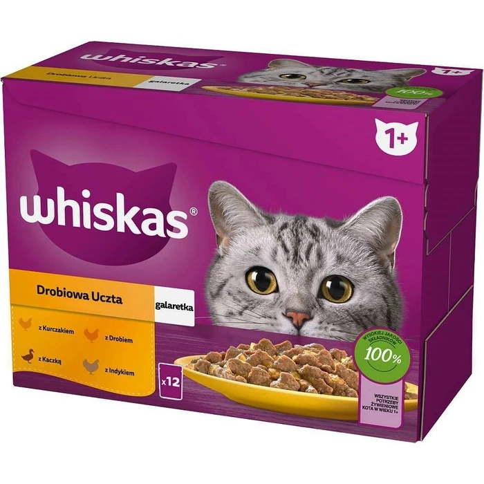 Υγρή Τροφή Γάτας Whiskas sachet jelly poultry, duck, turkey, chicken 12x85 g