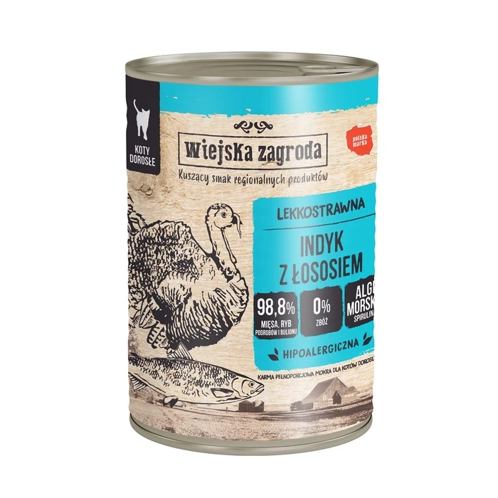 Υγρή Τροφή Γάτας Wiejska Zagroda Turkey with salmon 400g