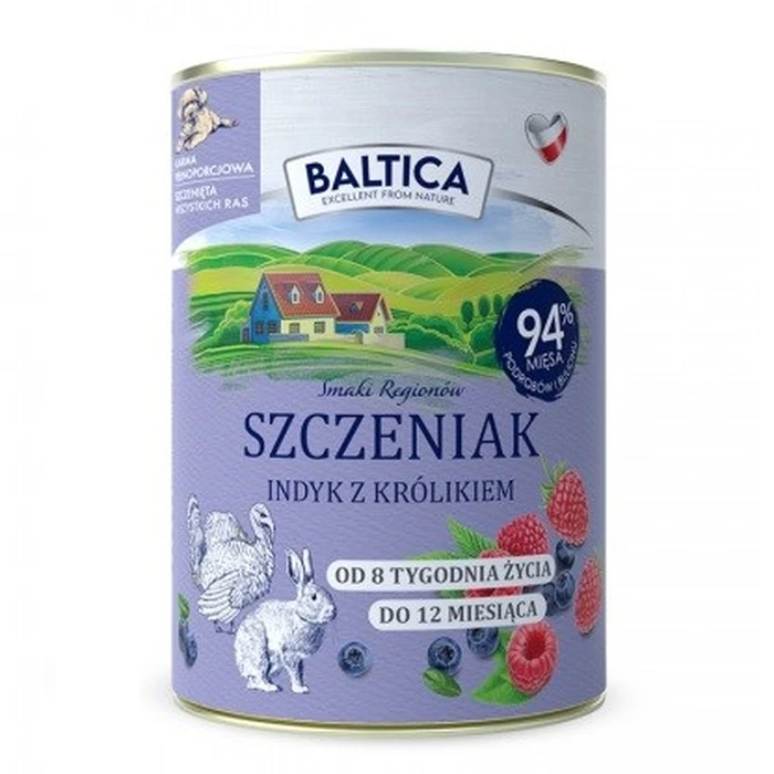 Υγρή Τροφή Σκύλων Baltica Smaki regionów Puppy Turkey with rabbit 400g