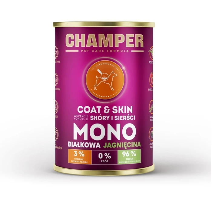 Υγρή Τροφή Σκύλων Champer Coat & Skin Monoprotein Lamb 400g