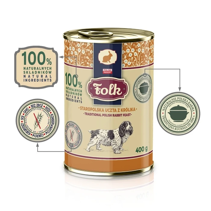 Υγρή Τροφή Σκύλων Folk Traditional polish rabbit feast 400g