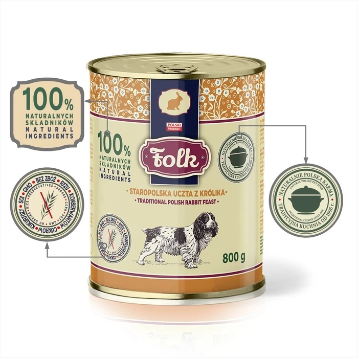 Υγρή Τροφή Σκύλων Folk Traditional polish rabbit feast 800g