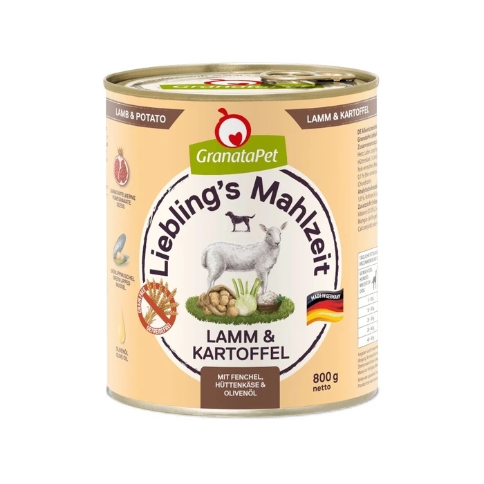 Υγρή Τροφή Σκύλων Granata Pet Liebling's Mahlzeit Lamb and potato 800g