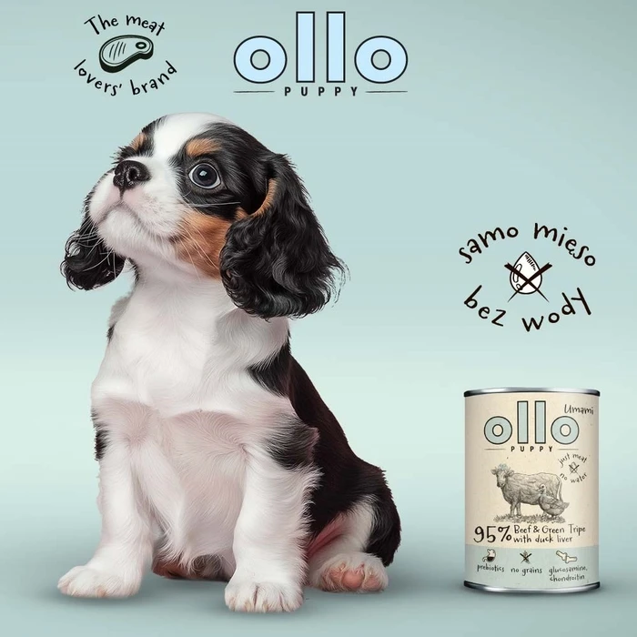 Υγρή Τροφή Σκύλων Ollo Puppy Umami Beef and Green Tripe with Duck Liver 850g