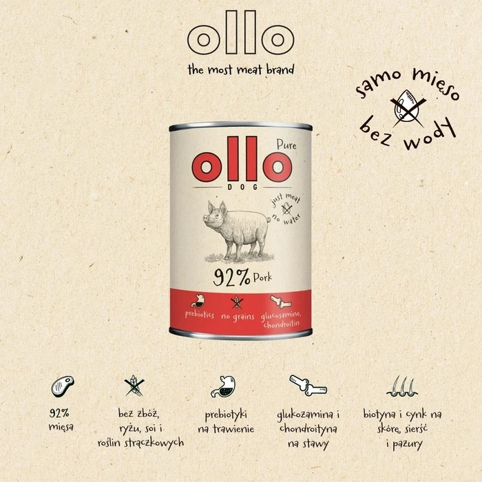Υγρή Τροφή Σκύλων Ollo Pure Pork 850g