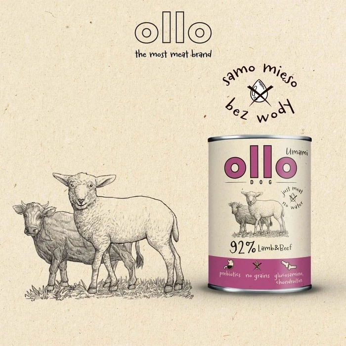 Υγρή Τροφή Σκύλων Ollo Umami Lamb and beef 850g