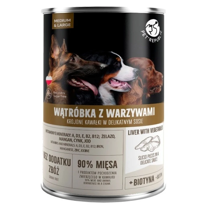 Υγρή Τροφή Σκύλων PetRepublic Adult Medium & Large Liver with vegetables 1250g