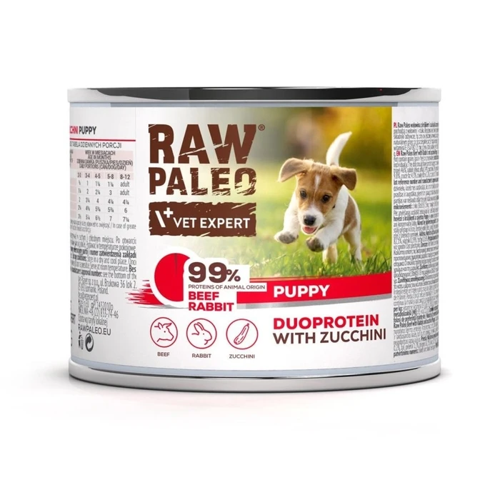 Υγρή Τροφή Σκύλων Raw Paleo Duoprotein Beef & Rabbit Puppy 200g