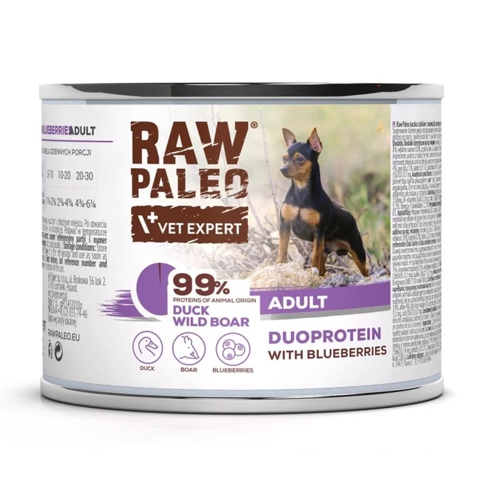 Υγρή Τροφή Σκύλων Raw Paleo Duoprotein Duck & Boar Adult 200g