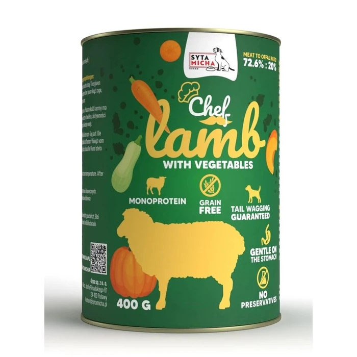 Υγρή Τροφή Σκύλων Syta Micha Chef Lamb with vegetables 400g