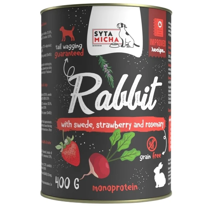 Υγρή Τροφή Σκύλων Syta Micha Chef Rabbit with turnip, strawberry and rosemary 400g