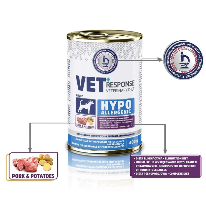 Υγρή Τροφή Σκύλων Vet Response Hypoallergenic Pork 400g