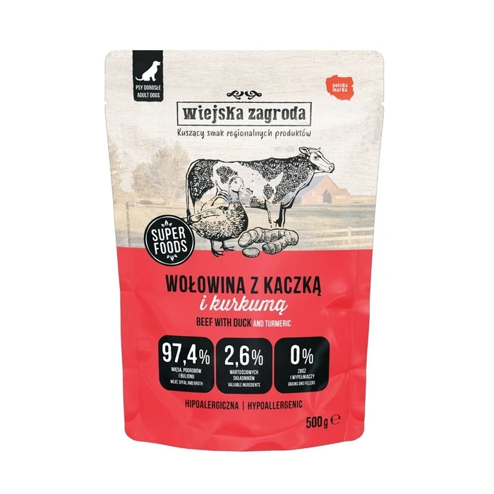 Υγρή Τροφή Σκύλων Wiejska Zagroda Beef with duck 500g