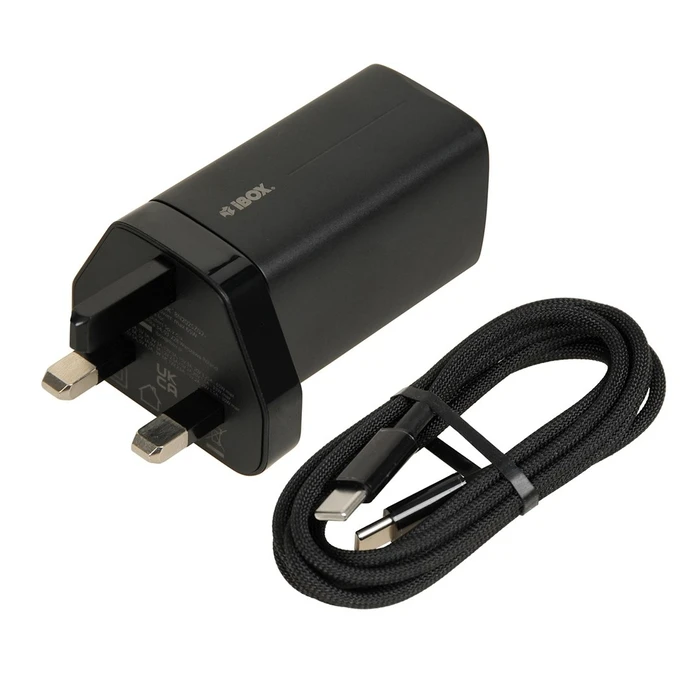 Φορτιστής Πρίζας iBox C-65 Black, GaN 65W universal UK plug
