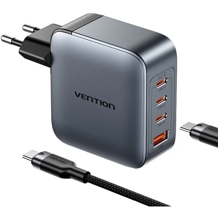 Φορτιστής Πρίζας Vention 100W 1xUSB-A 3xUSB-C + cable