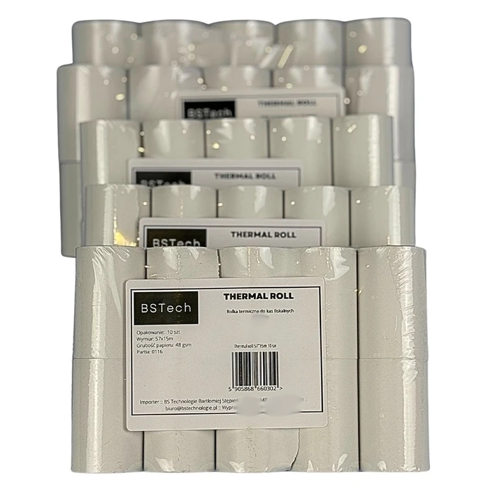Χαρτοταινίες Ταμειακής BSTech Paper roll thermal for cash registers fiscal 57x15m 10 pieces