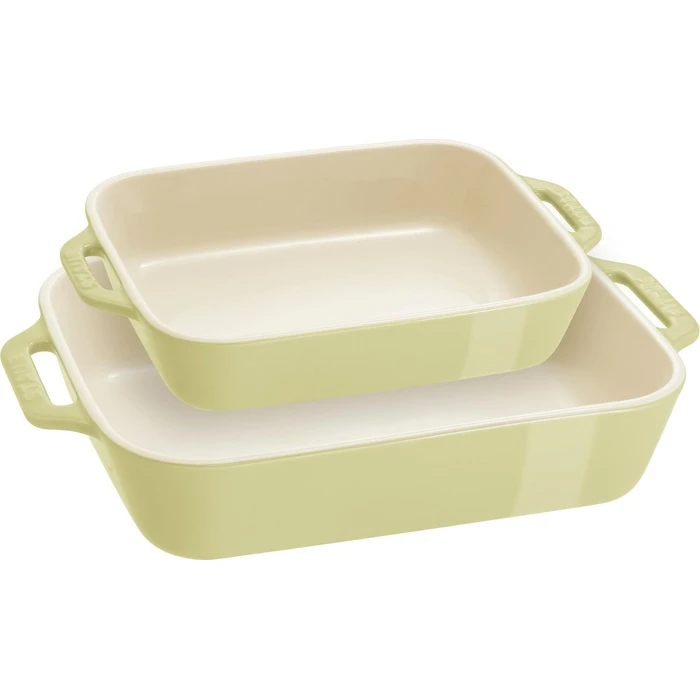 STAUB COOKING Set of 2 rectangular serving/baking dishes, light green