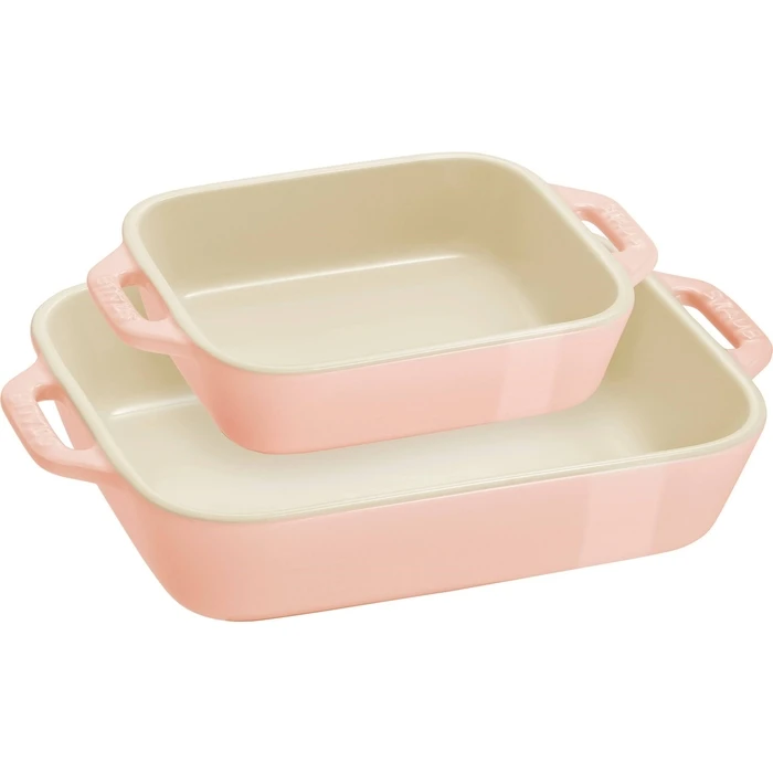 STAUB COOKING Set of 2 Rectangular Dishes, Light Pink