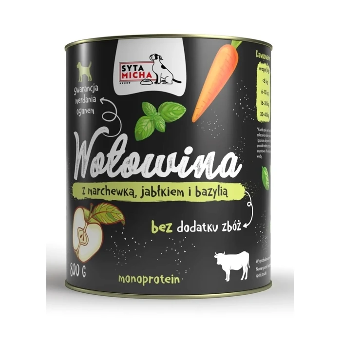 SYTA MICHA Beef with carrot, apple and basil - wet dog food - 800 g