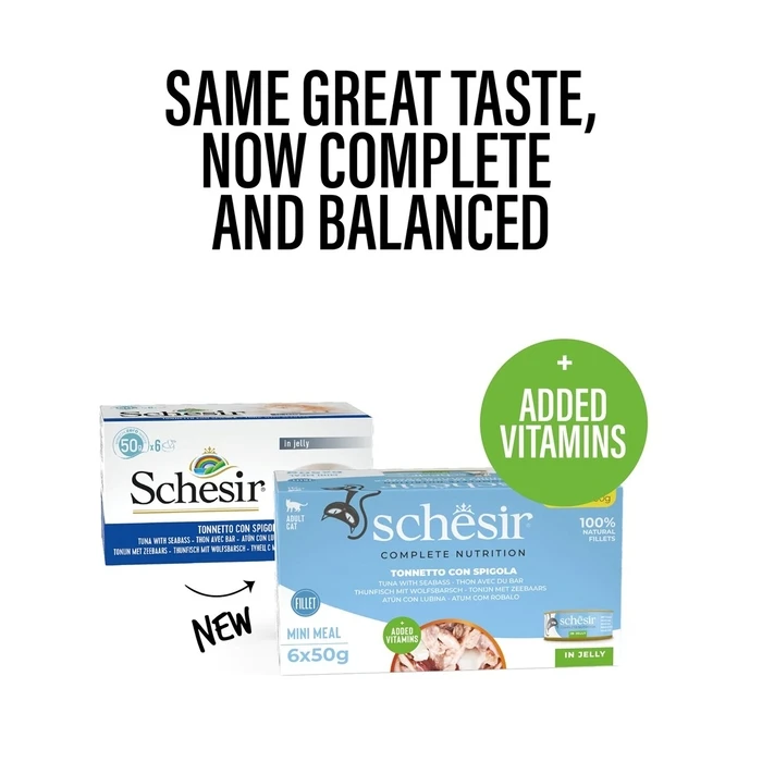 SCHESIR Tuna with Sea Bass in Jelly - Wet Cat Food - 6x50g