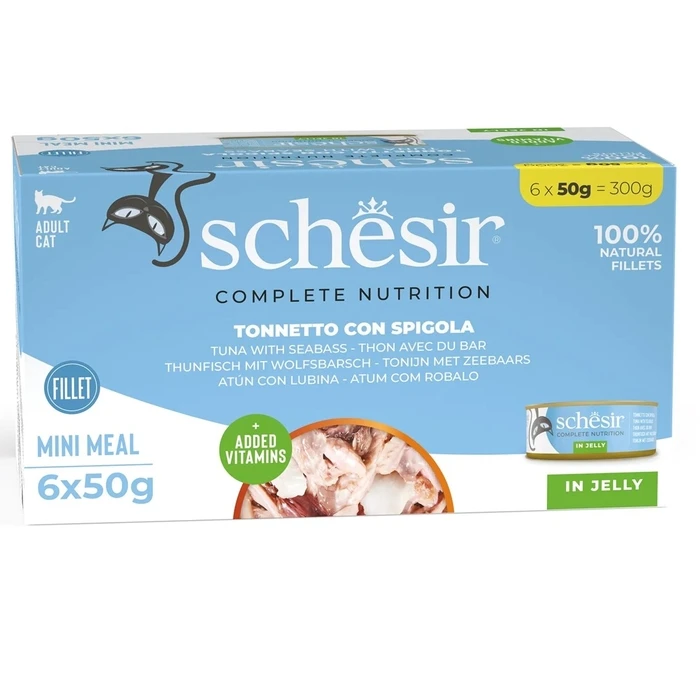 SCHESIR Tuna with Sea Bass in Jelly - Wet Cat Food - 6x50g