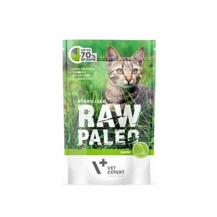 VET EXPERT Raw Paleo Adult Cat Sterilised Game - Wet Cat Food - 100 g
