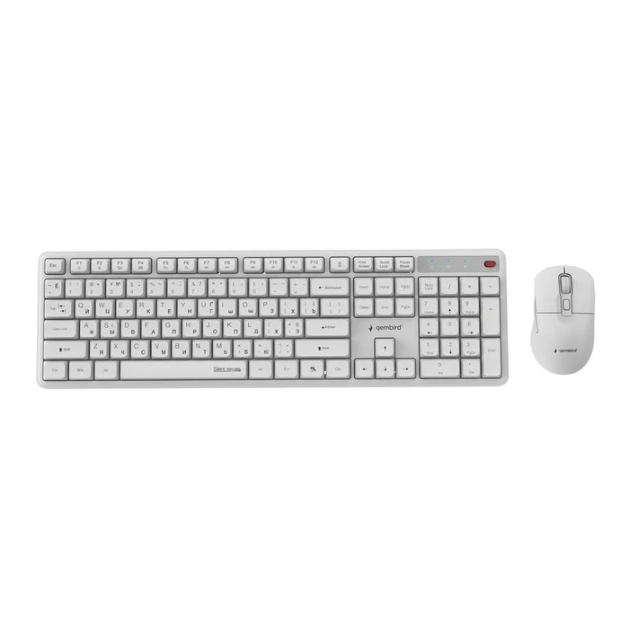 Gembird KBS-WMS-01-W-CYRL Silent Key Pro Business Wireless Desktop Set, White, RU (Cyrillic) layout