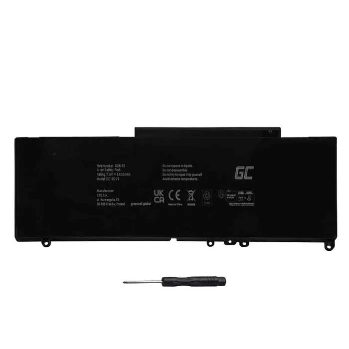 Green Cell DE102V3 Μπαταρία Laptop για Dell Latitude E5250/E5450/E5550 - 7.6V 6200mAh Μαύρο (International English Keyboard)