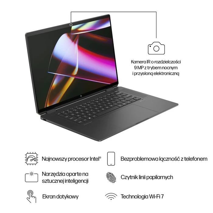 HP Spectre x360 16-aa0233nw — HP Spectre x360 16" 2‑σε‑1 (Intel Core Ultra 7 155H, 16GB LPDDR5x, 1TB SSD, NVIDIA GeForce RTX 4050, 3K OLED αφής, Wi‑Fi 7, Windows 11 Pro) — Μαύρο (US Keyboard)