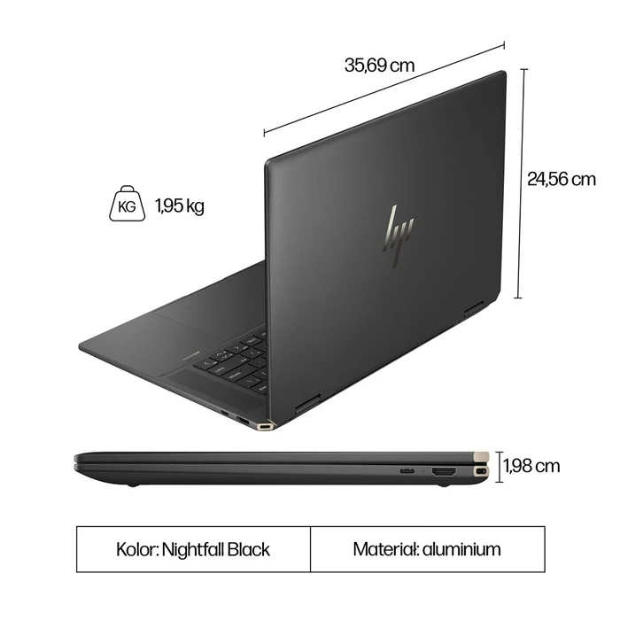 HP Spectre x360 16-aa0233nw — HP Spectre x360 16" 2‑σε‑1 (Intel Core Ultra 7 155H, 16GB LPDDR5x, 1TB SSD, NVIDIA GeForce RTX 4050, 3K OLED αφής, Wi‑Fi 7, Windows 11 Pro) — Μαύρο (US Keyboard)