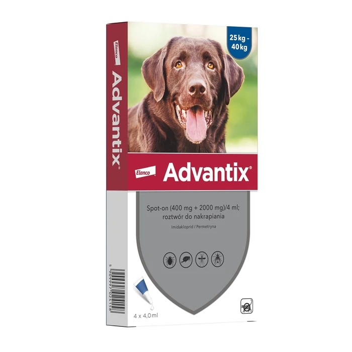 Advantix Spot-On σταγόνες για σκύλους 25-40 kg, 4 x 4 ml