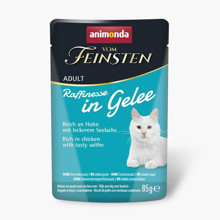 ANIMONDA Vom Feinsten Adult Raffinesse σε ζελέ πλούσιο σε κοτόπουλο με black pollock για γάτες - 85 g