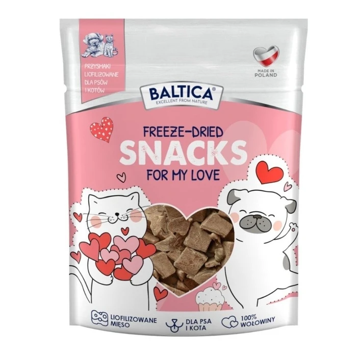 BALTICA Freeze-Dried Snacks For My Love - Αφυδατωμένες (freeze-dried) καρδιές βοδινού για σκύλους και γάτες, 10 g