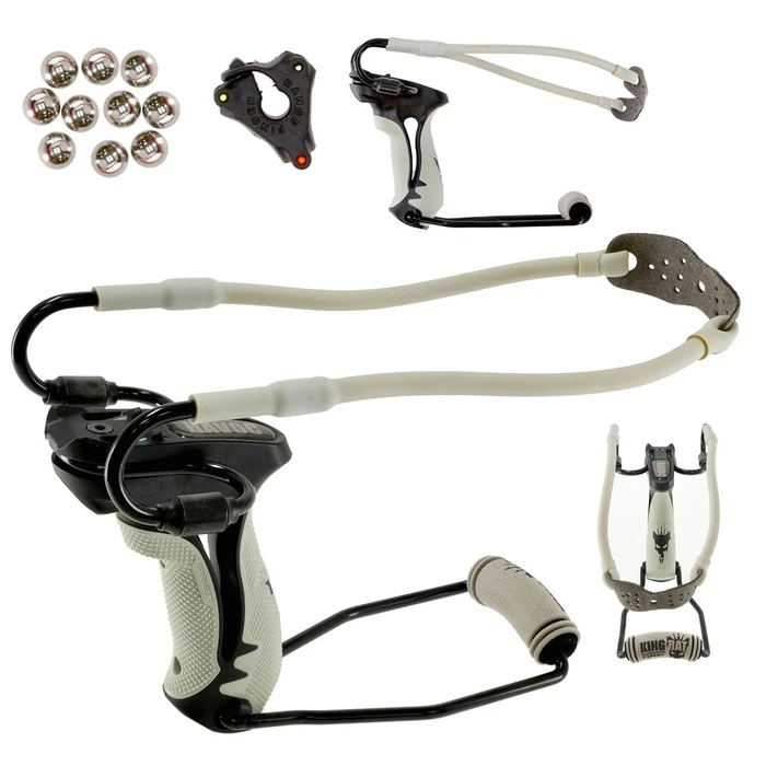 Barnett King Rat Havoc Slingshot with Wrist Rest and Magnum Power Bands (Black/Grey)