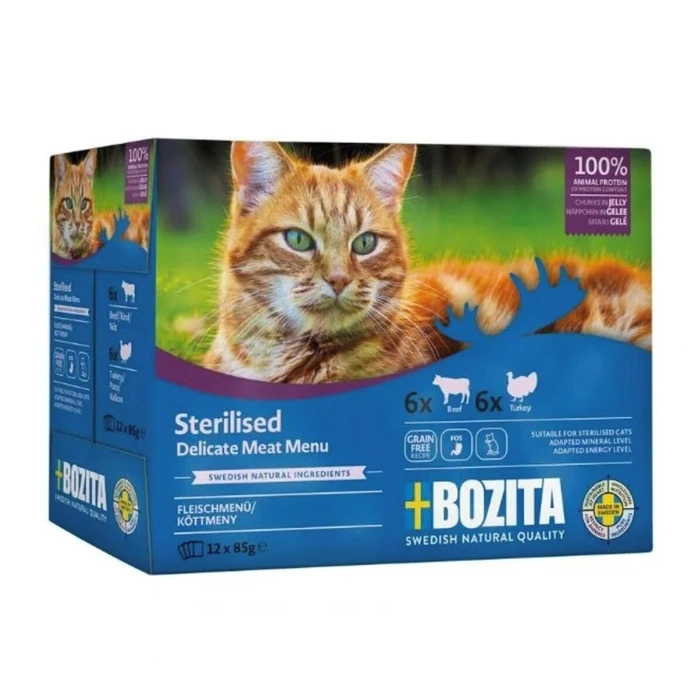 BOZITA Sterilised Delicate με κρέας σε ζελέ για στειρωμένες γάτες 12x85g