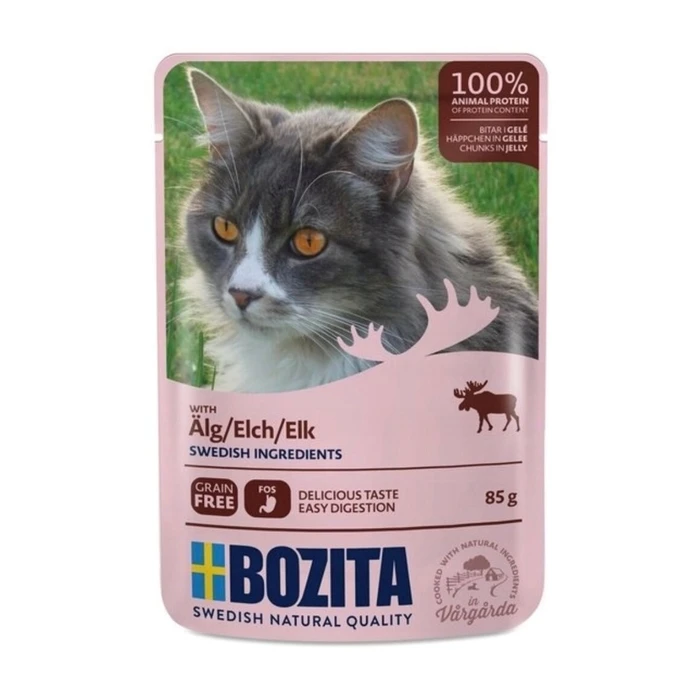BOZITA Κομμάτια κρέατος σε ζελέ με ελάφι - Υγρή τροφή για γάτες 85 g