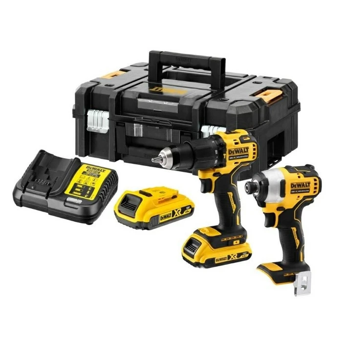 DEWALT 18V Combo Set DCD709 Brushless Drill + DCF809 Brushless Impact Driver, 2x 2.0Ah Batteries, Charger, TSTAK Case (DCK2062D2T-QW)