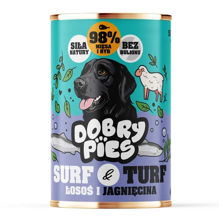 DOBRY PIES Surf & Turf Salmon and Lamb - Wet Dog Food - 400 g