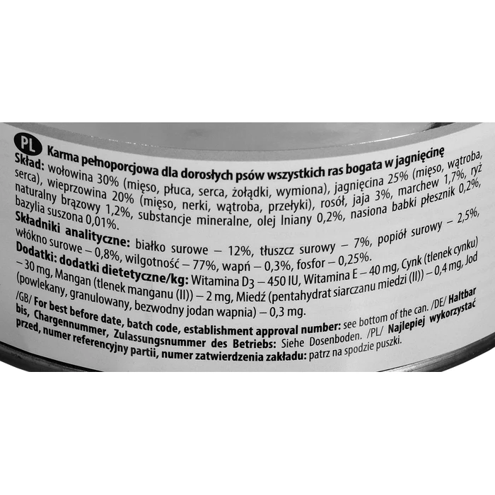 DOLINA NOTECI Premium Rich in lamb - Πλούσια σε αρνί - Υγρή τροφή για σκύλους - 800 g