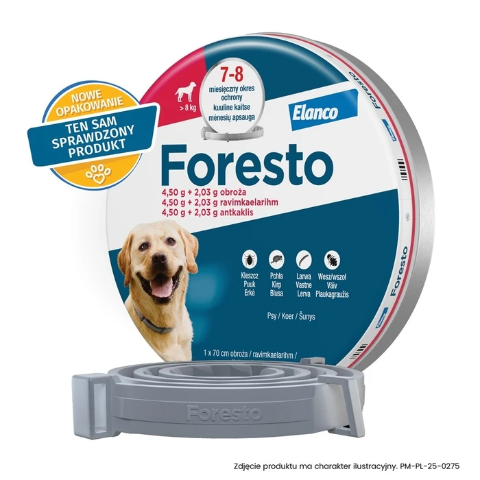 ELANCO Foresto κολάρο για σκύλους άνω των 8 kg, 700 mm, Γκρι