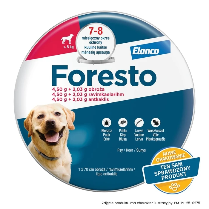 ELANCO Foresto κολάρο για σκύλους άνω των 8 kg, 700 mm, Γκρι