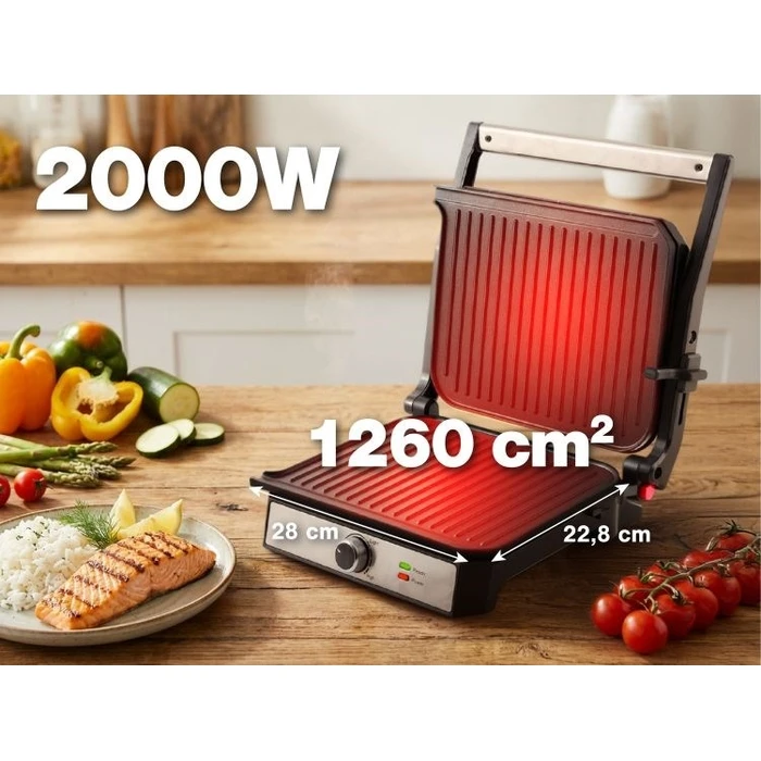 ELDOM GK200 GRILO Contact Grill 2000W, Stainless Steel / Black