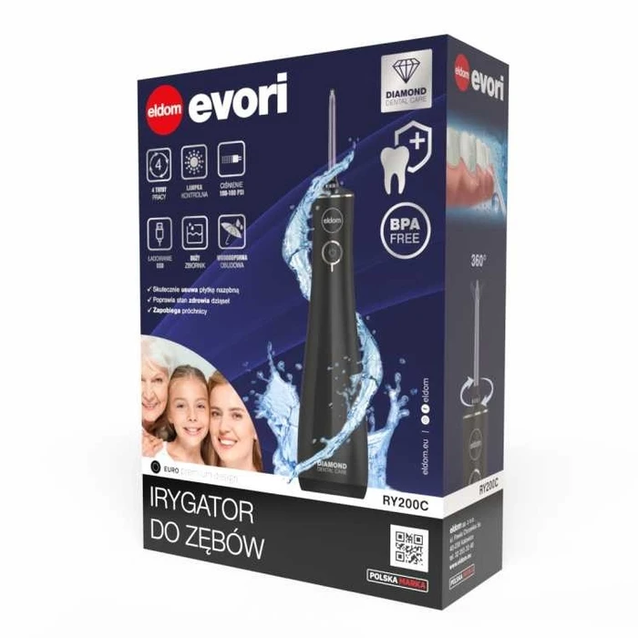 ELDOM Irrigator RY200C Black - Cordless Oral Water Flosser