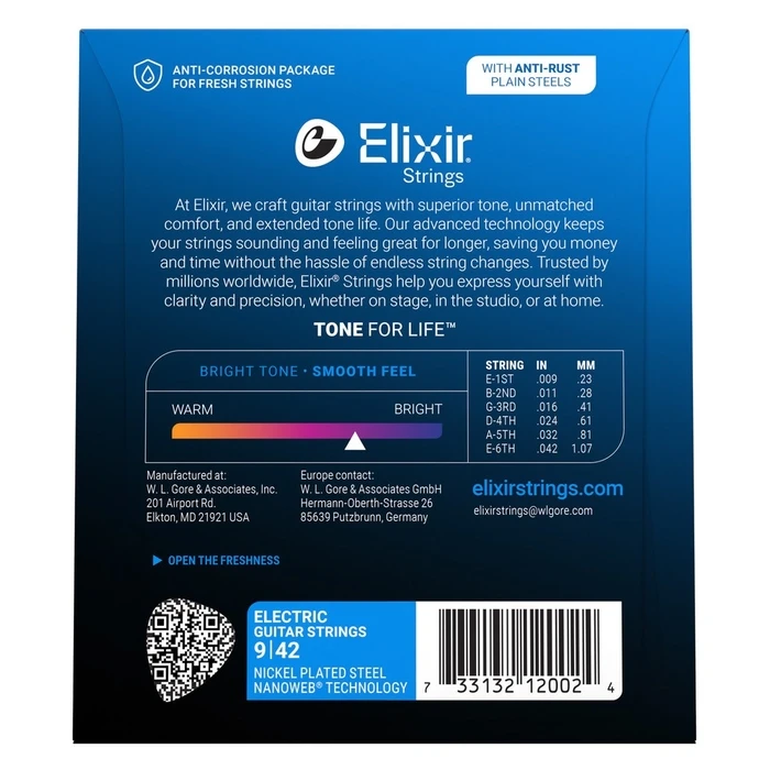 Elixir Strings 12002 - Electric guitar strings (09-42), 6 pcs.