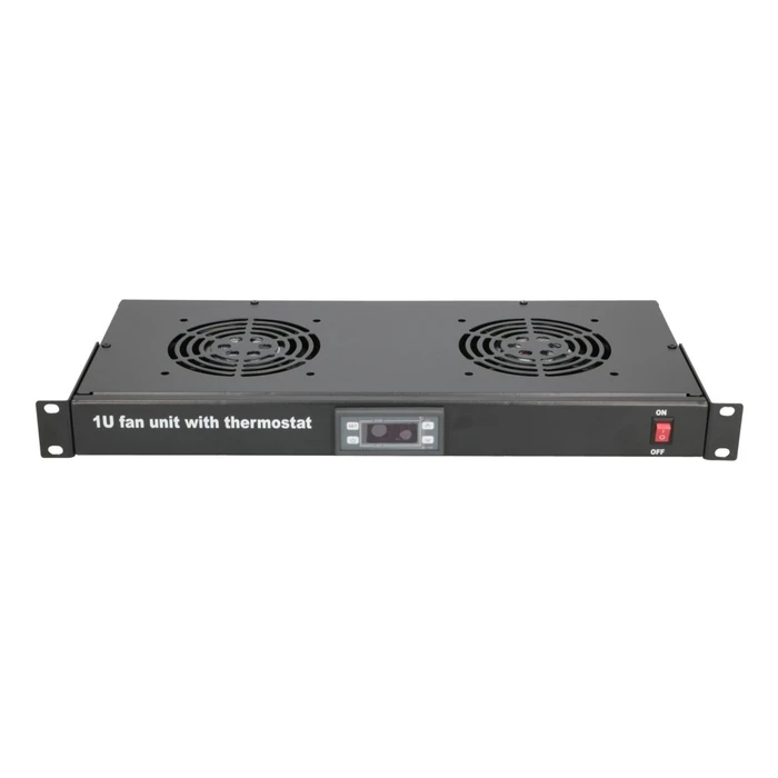 Extralink Fan Panel 19" – Πάνελ ανεμιστήρων Rack 1U με 2 ανεμιστήρες και θερμοστάτη, Μαύρο