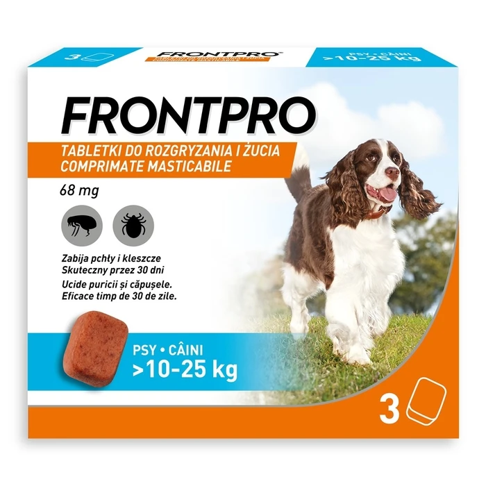FRONTPRO χάπια κατά ψύλων και κροτώνων για σκύλο (>10-25 kg) - 3x 68 mg