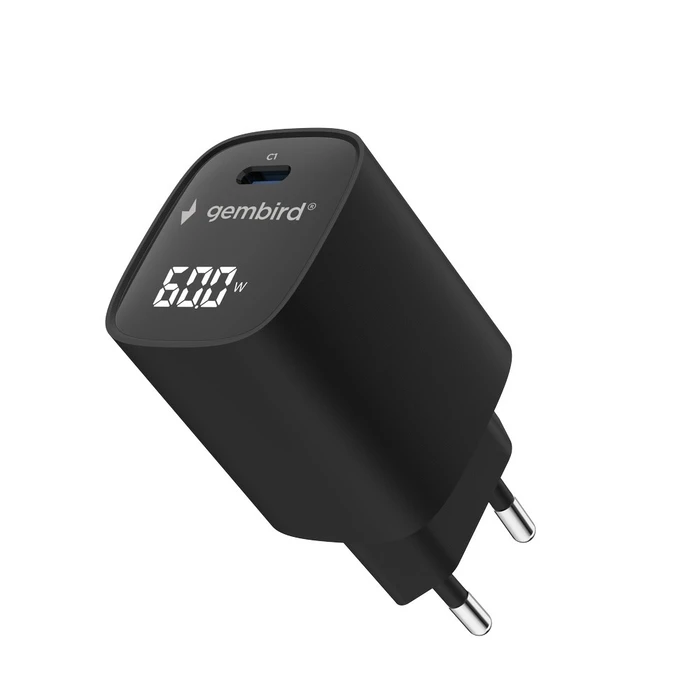 Gembird TA-UC-1C-PD60LCD-01-BK 60W USB Type-C Fast Charger with LCD (Black)