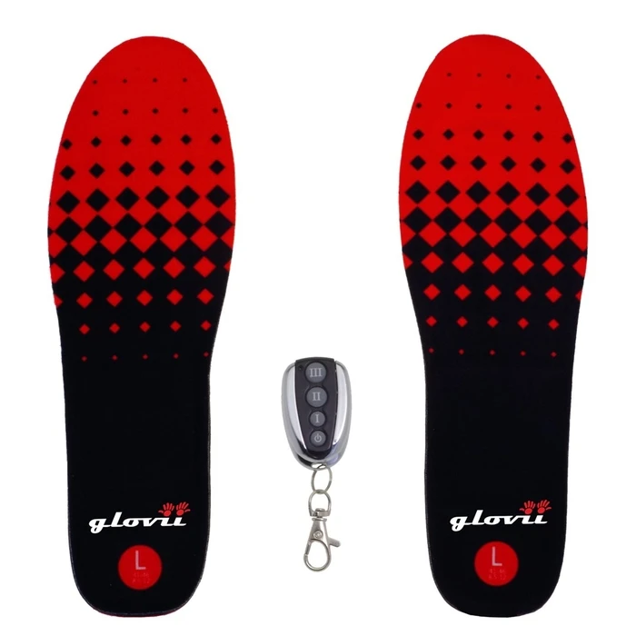 Glovii GW2L Heated Shoe Insole – Unisex, Black with Red Accents, Size L