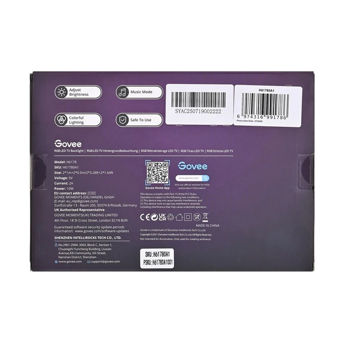 Govee H6178 Έξυπνη LED Ταινία Φωτισμού Bluetooth 3m - Πολύχρωμη